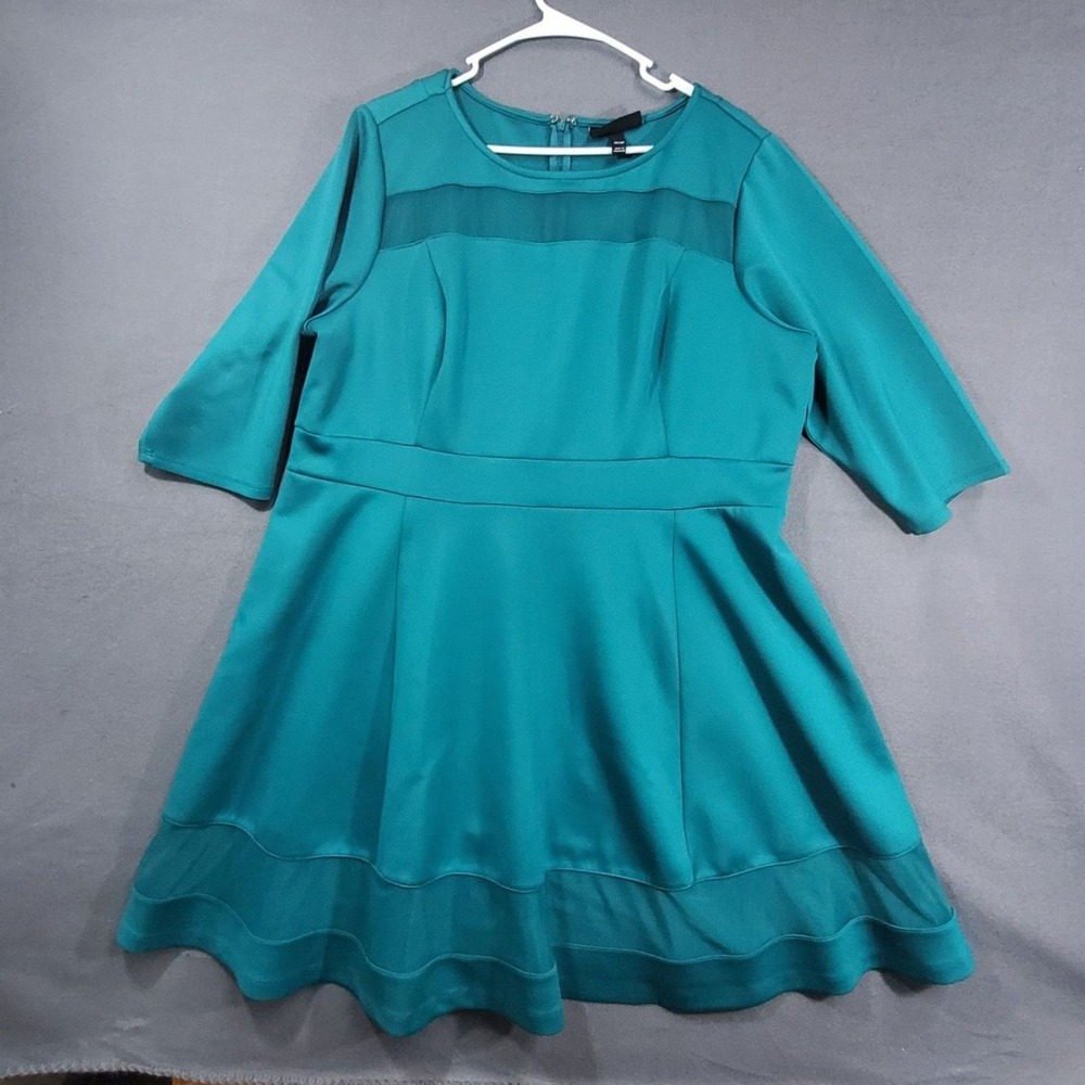 Lane Bryant Dress Size 22/24P Green Knee High Zip Back